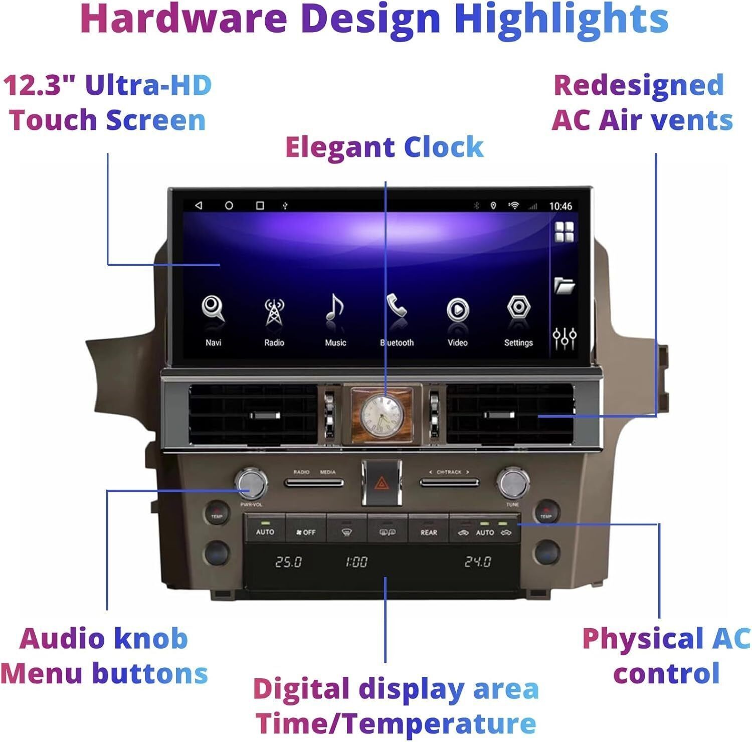 For Lexus GX460 GX400 2010-2022 Android Car Stereo Radio GPS Navi Carplay 12.3″