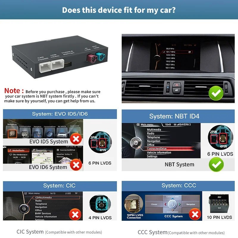 Wireless CarPlay/Android Auto Kit For BMW CIC NBT System 1 2 3 4 5 Series X1 X3