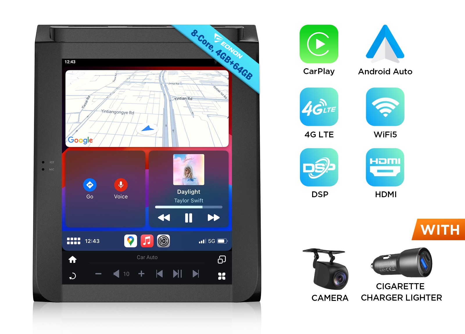 Android Auto Car Radio HeadUnit For Ford F150 2020 12.1″ Wireless CarPlay 4G LTE
