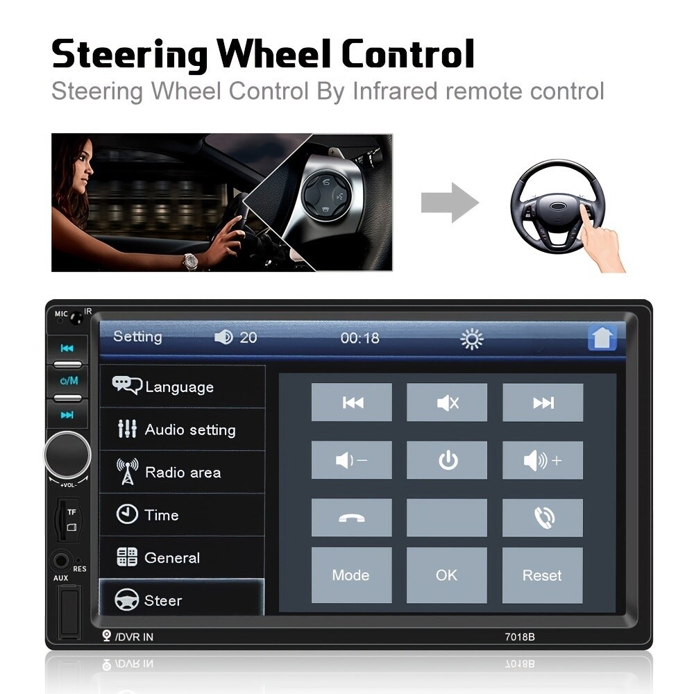 Double 2DIN 7″ Car MP5 Player Touch Screen Stereo Radio USB AUX+Rear Camera