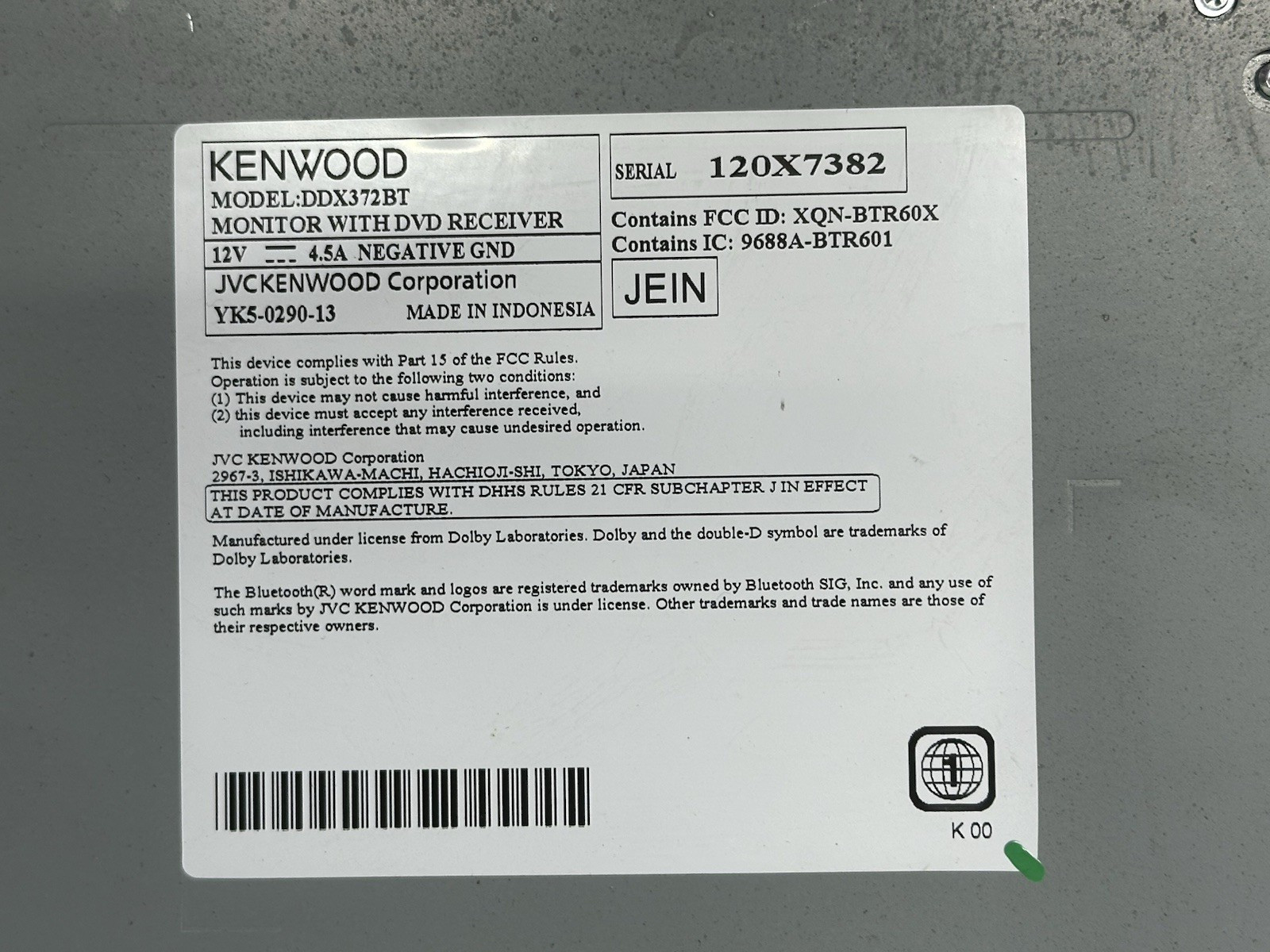 Kenwood DDX372BT 6.2″ 2 DIN Touchscreen AM/FM Tuner DVD CD Receiver Bluetooth