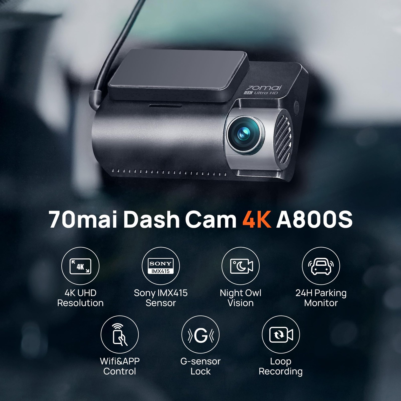 70mai 4K Dash Cam Front&Rear, STARVIS, 5GHz WiFi, GPS, ADAS, Parking Monitor
