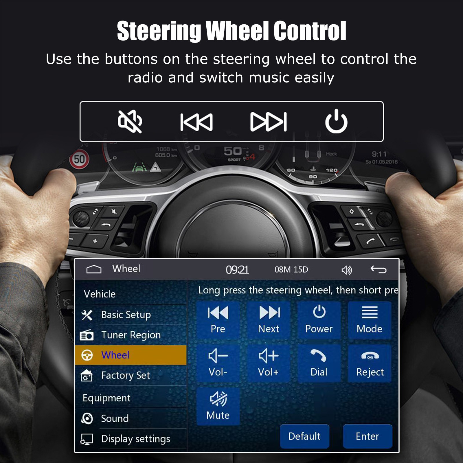 Single 1Din 7″ Touch Screen Stereo Bluetooth GPS Radio Car Apple/Android Carplay