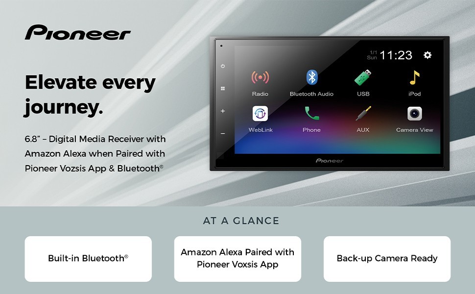 Pioneer DMH-130BT 6.8″ Resistive Touchscreen 2 Din Receiver Stereo Apple Android