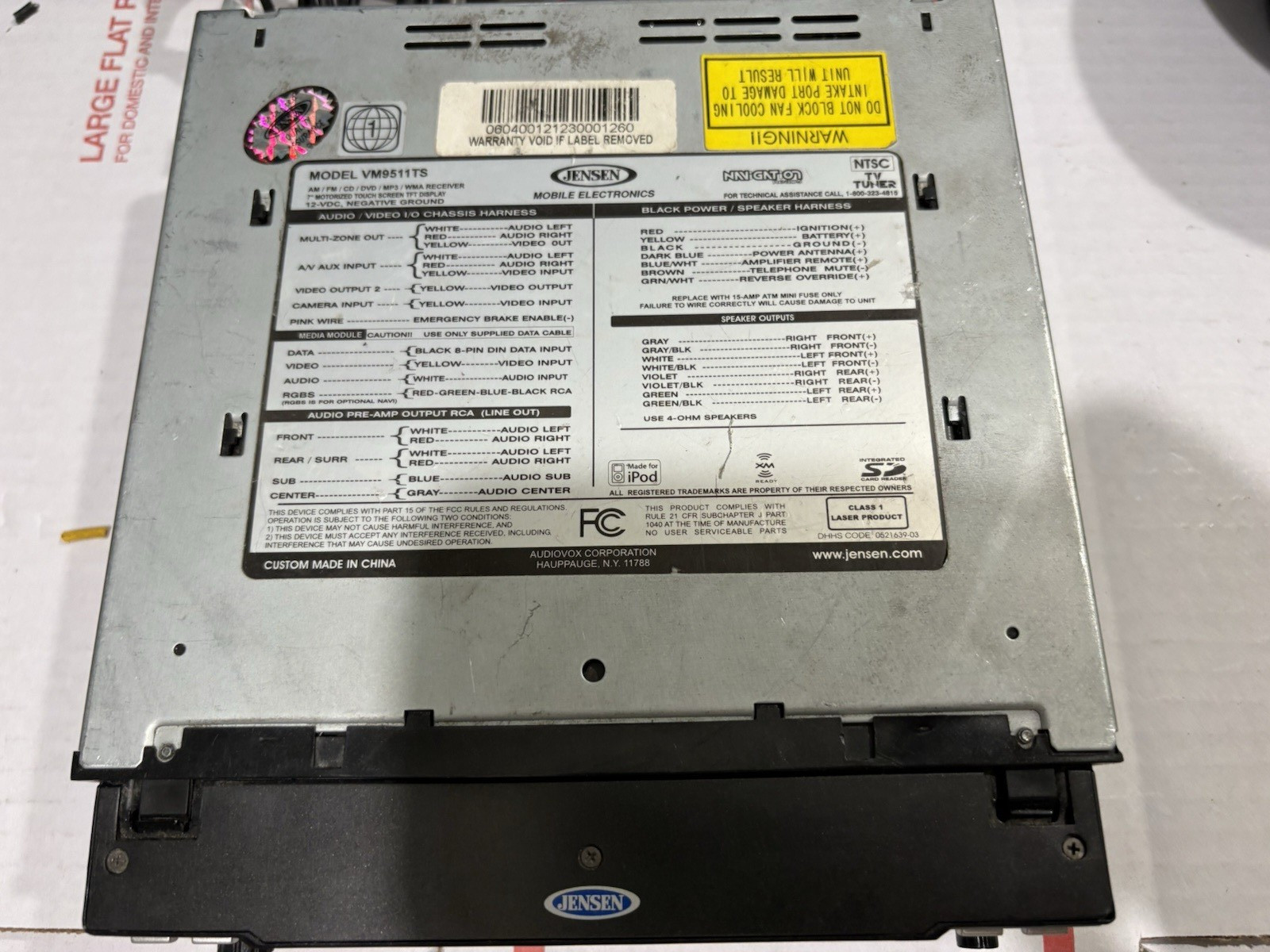 Jensen VM9511TS DVD/MP3/WMA/IPOD RECEIVER HEAD UNIT Motorized Flip Out Screen
