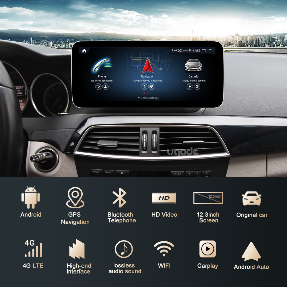12.3″Android13 Screen Display 8+256G Apple CarPlay Benz C class W204 S204 NTG4.5