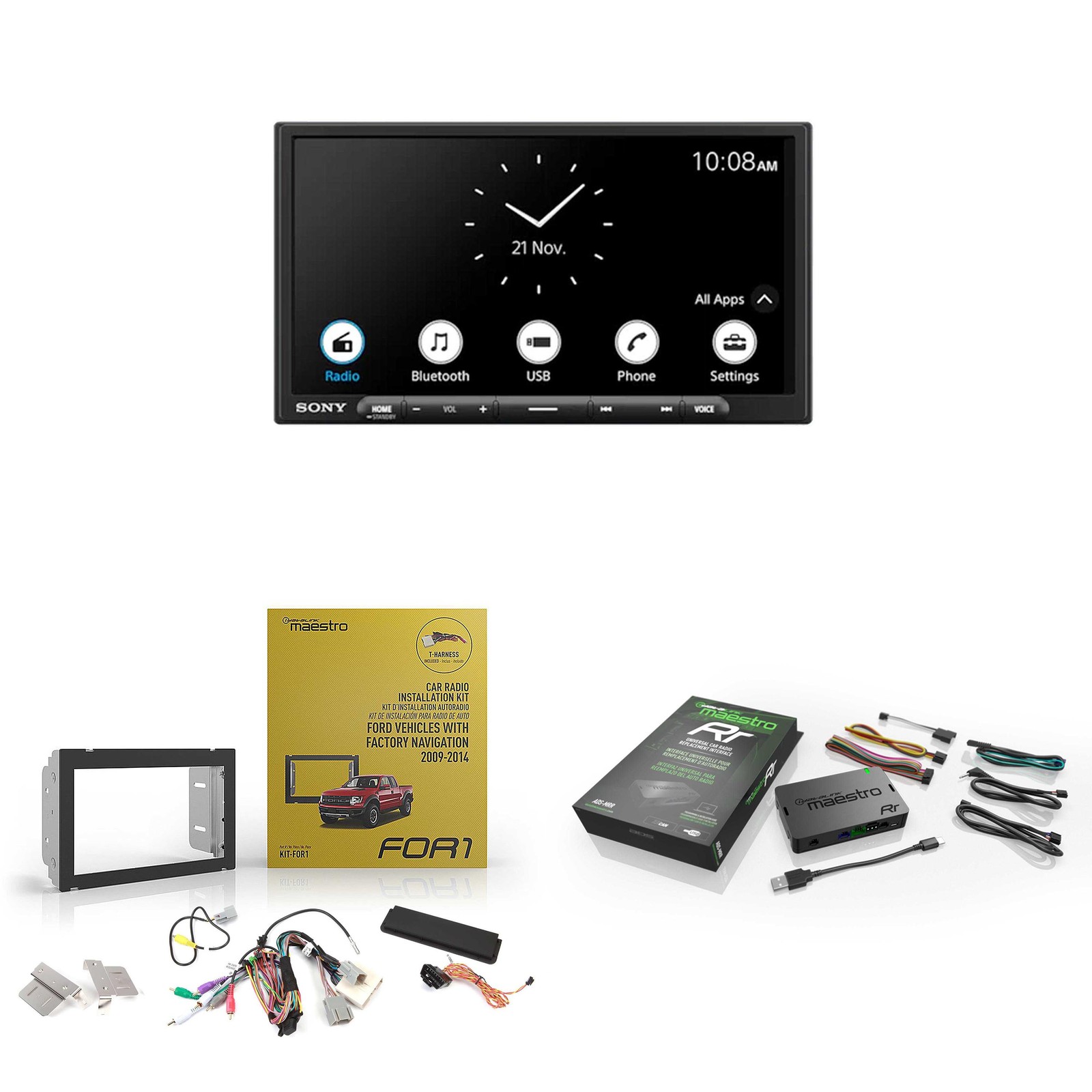 Sony XAV-AX4000 CarPlay/Android Receiver + Maestro Dash Kit & ADS-MRR