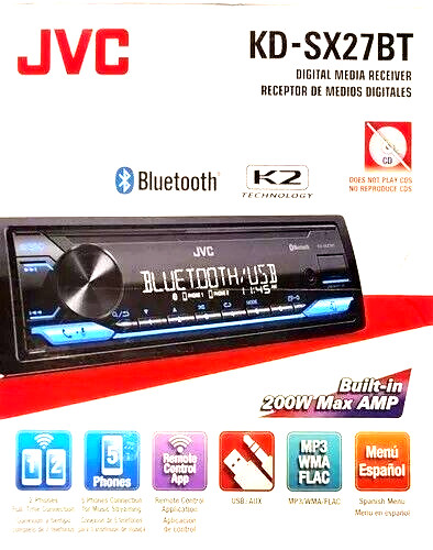 JVC KD-SX27BT Bluetooth Media Player iPhone Android Pandora MP3 AM FM USB Aux