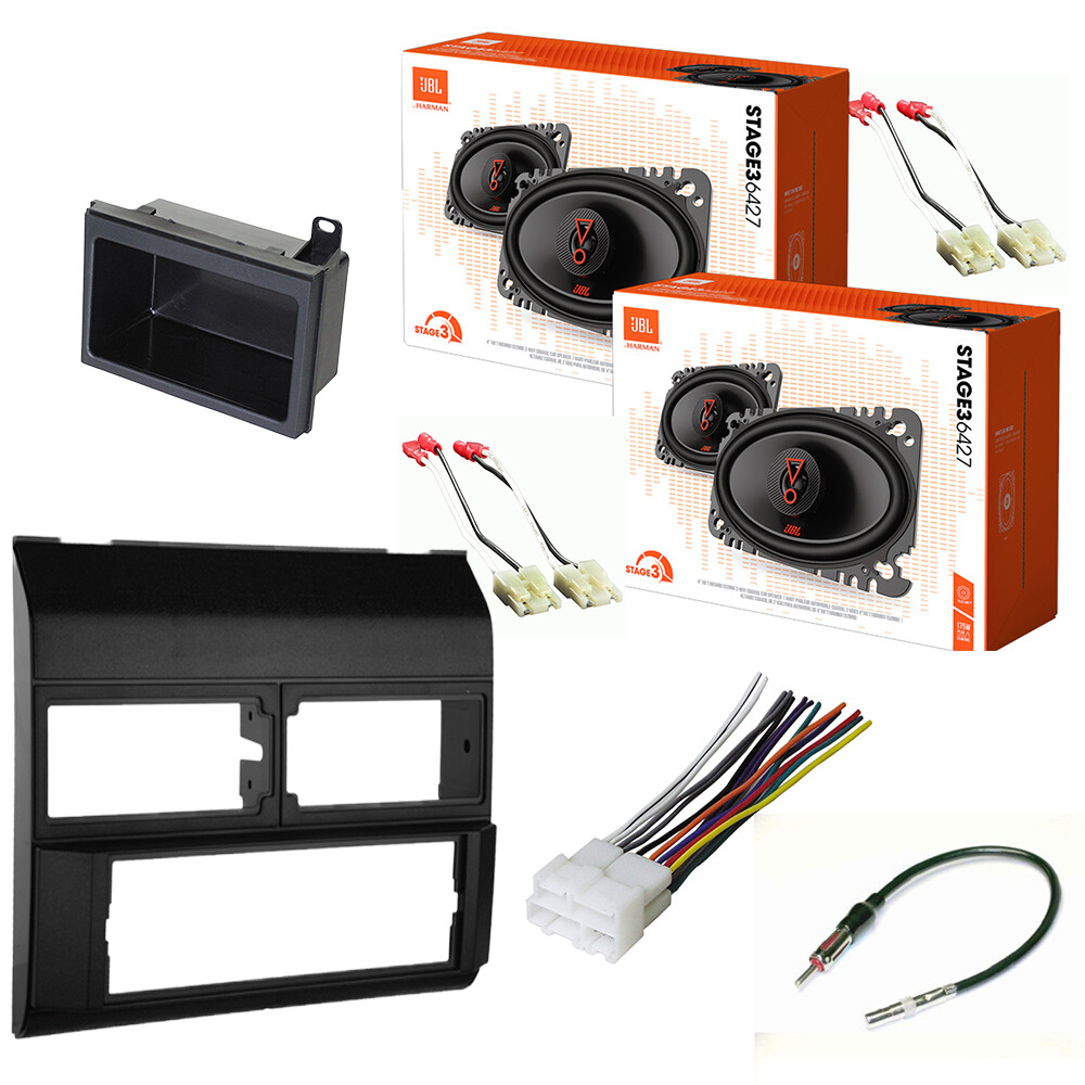 JBL 4×6″ Speakers + Double DIN Radio Install kit For 1988-1994 C/K 1500 (BLACK)