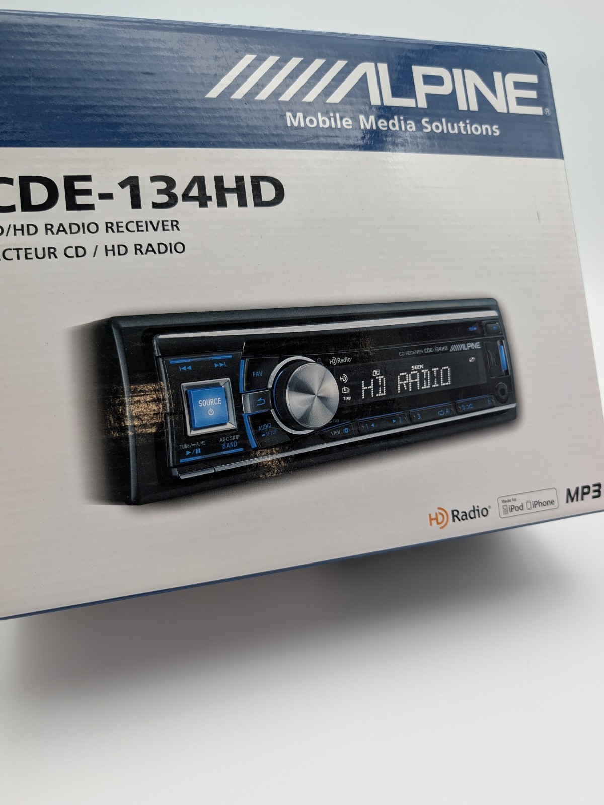 NOS Alpine CDE-134HD CD/HD Radio CD PLAYER Receiver USB: IPHONE/IPOD/MP3