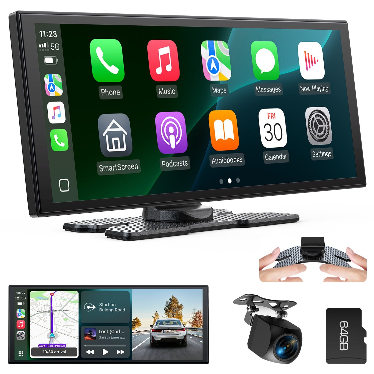 Lamtto 10.25″ Car Stereo 2.5K Dash Cam Wireless Apple CarPlay Android Auto+64GB