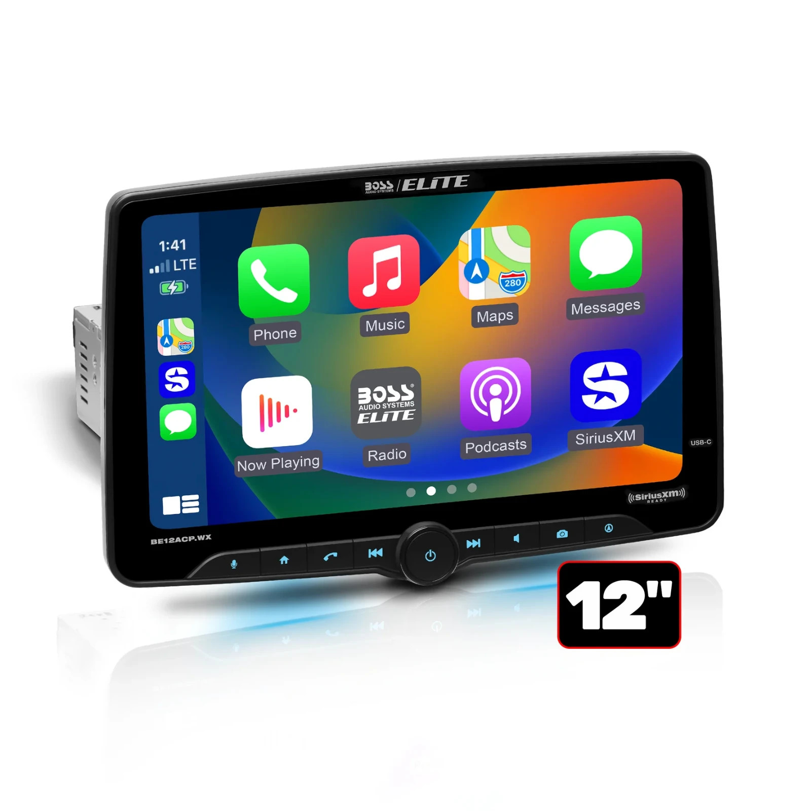 Boss Elite BE12ACP.WX – 12″ Single Din Wireless Apple CarPlay Android Auto