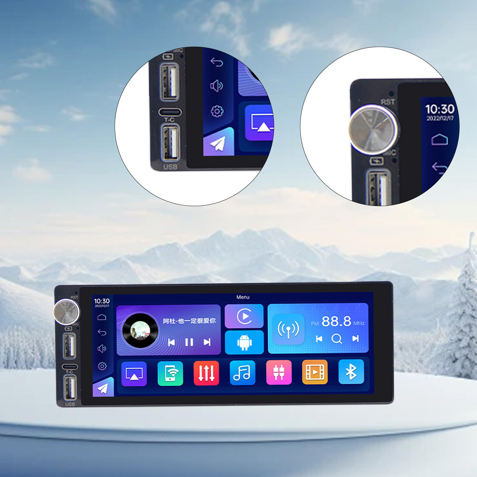 Single Din Car Stereo Wireless Apple CarPlay 6.9″touchscreen Radio Bluetooth USB