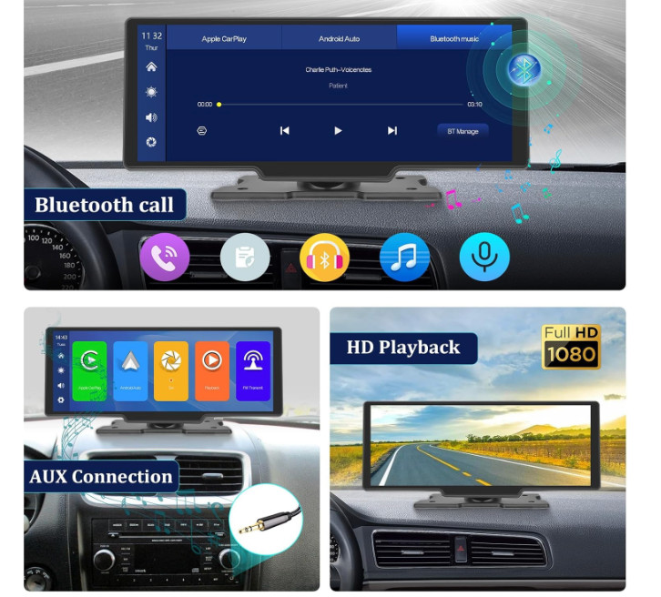 Carplay Screen Stereo 10.3 inch HD Wireless Portable Car Buddy Touchscreen Ra