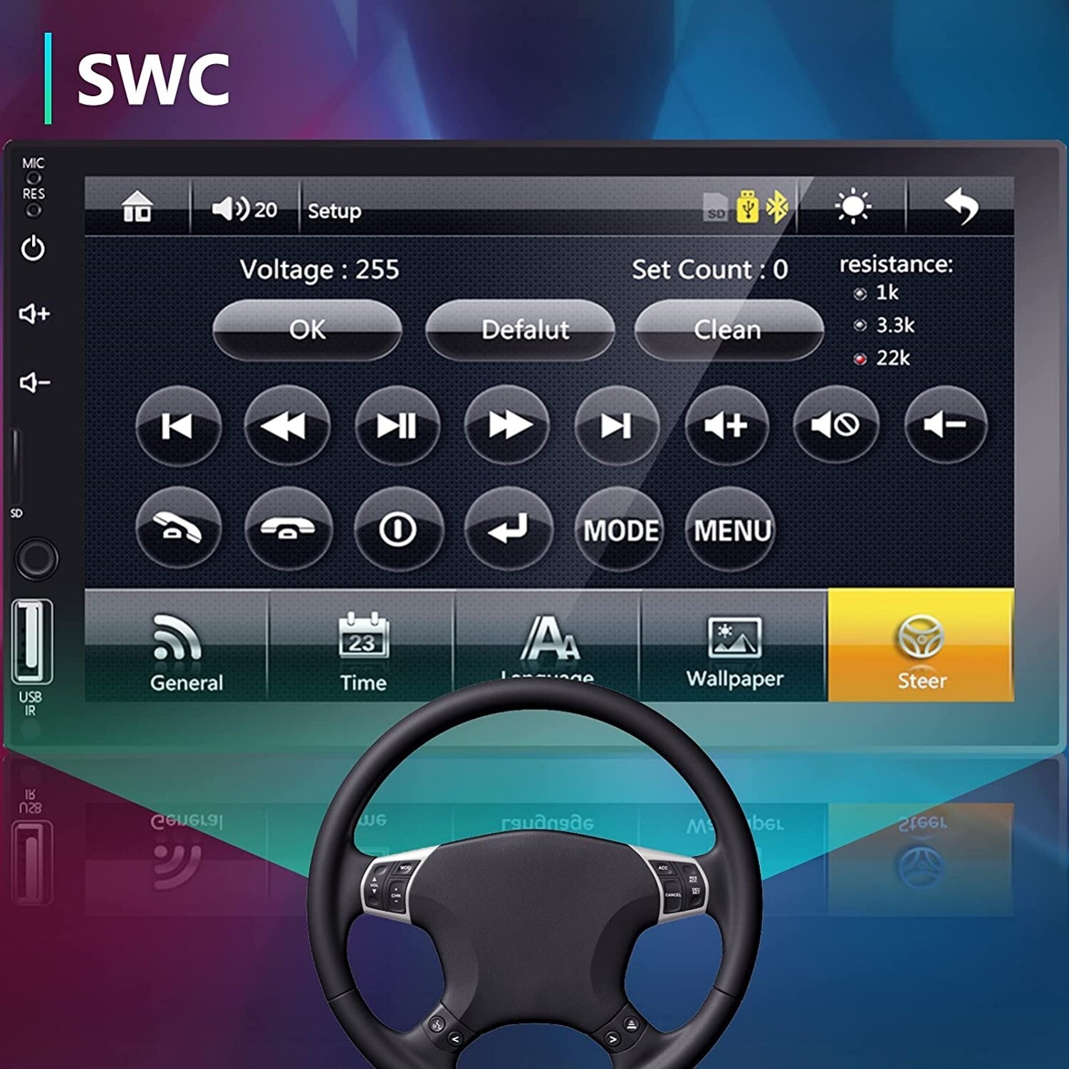 7″ Estereo De Pantalla Para Coche Carro Mp5 Tf Usb Aux Subwoofer Con CáMara Aut