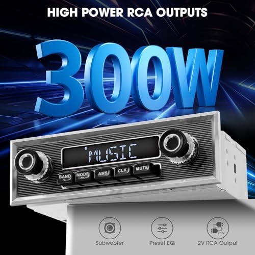 Retro Vintage Radio for Classic Vehicle – Single Din Bluetooth Car Stereo with