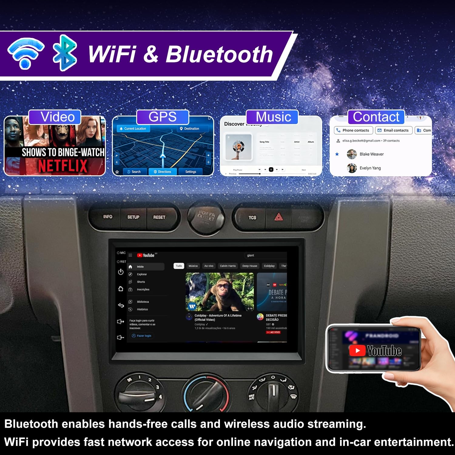 5G WiFi Upgrade Radio for Ford Mustang, Edge, Escape | CarPlay, GPS, Bluetooth