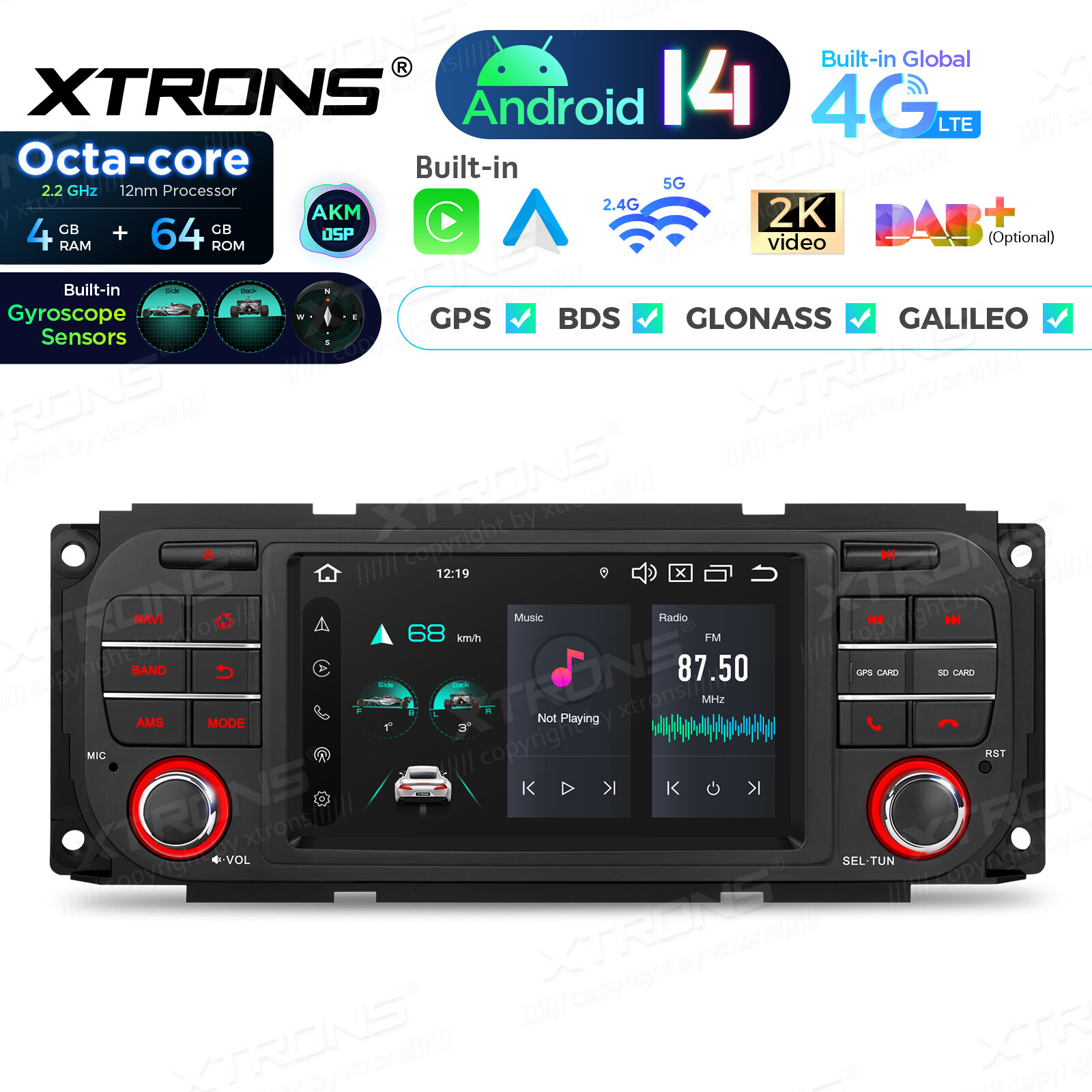 Android 13 8Core 5″ Car GPS Radio Stereo 4G LTE For Jeep Wrangler Dodge Chrysler