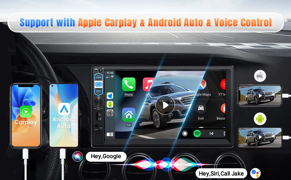 7″ Double 2 DIN Car MP5 Player Bluetooth Touch Screen Stereo Radio With Camera@