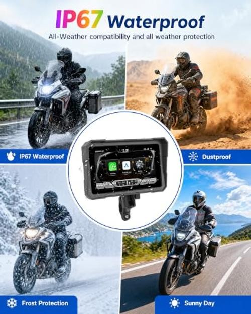 Motorcycle CarPlay Screen,5“ Waterproof Touchscreen, Portable Carplay/Android