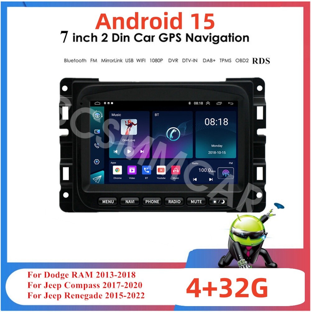 Car MP5 Player Navi Touch Screen BT SWC W/Camera Fit For Jeep Compass 2017-2020