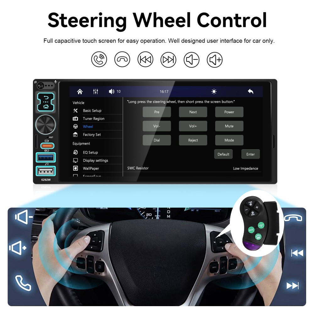 6.9 Inch SINGLE DIN CAR STEREO WIRELESS CARPLAY TOUCHSCREEN BLUETOOTH RADIO USB