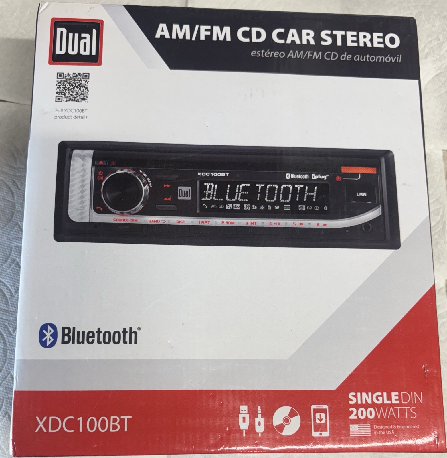 New Dual Electronics AM/FM CD Car Stereo XDC100BT Radio Single DIN Bluetooth USB