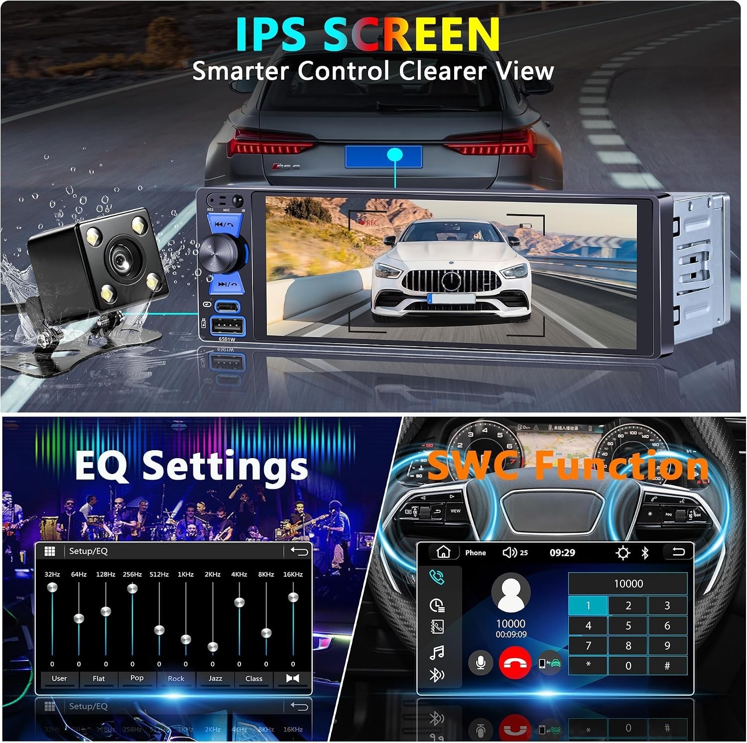 Power Acoustic CP-71WA Single DIN 6.5″ Touchscreen Car Stereo Apple Carplay