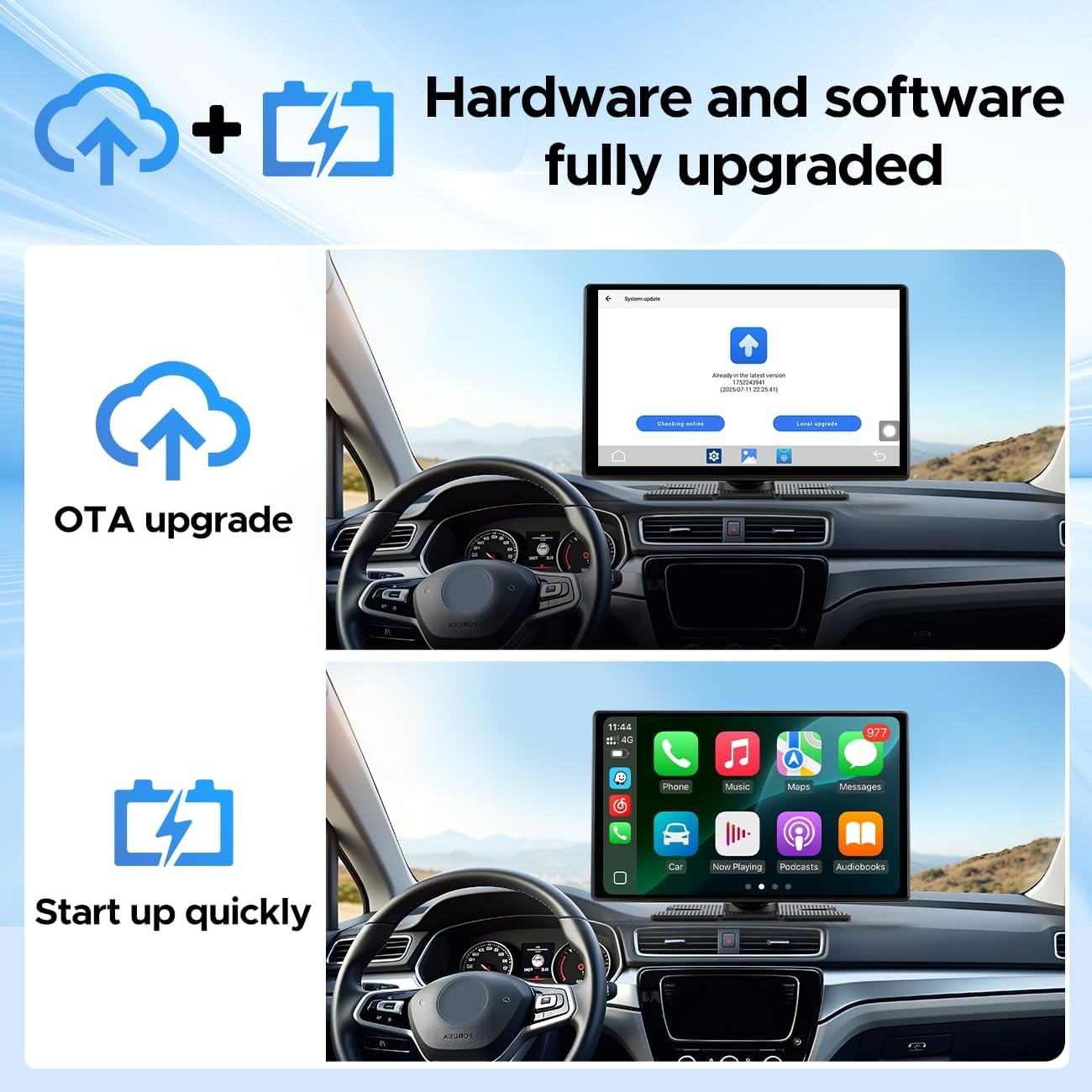 9”Wireless Apple CarPlay with Net-Flix YouTube AI Magic Video Box +Rear camera
