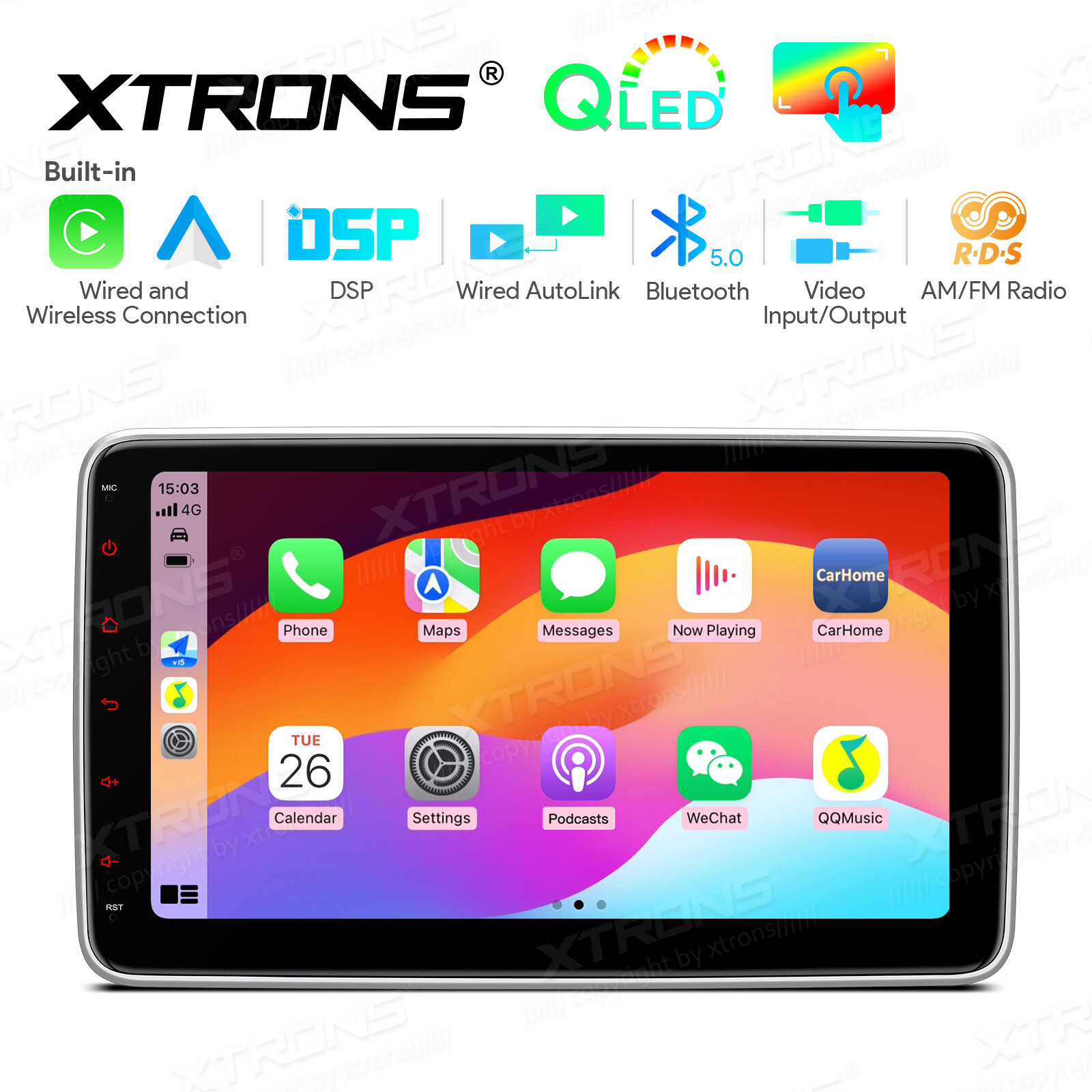 1 DIN 10.1″ Car Stereo AM/FM Radio GPS SatNav IPS QLED Screen Head Unit CarPlay