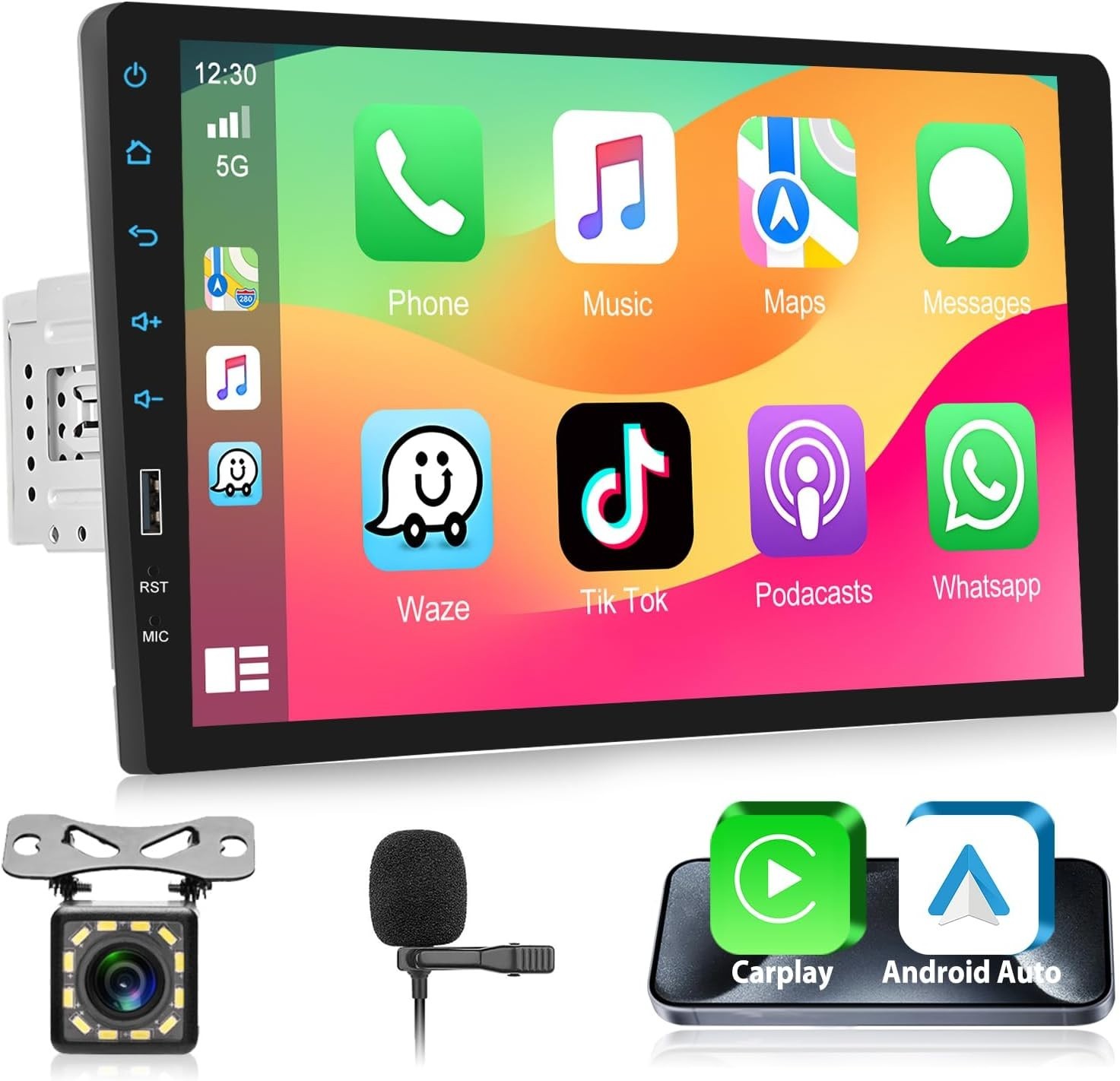 9″ Android Auto Carplay Stereo Single DIN Universal with Backup Camera