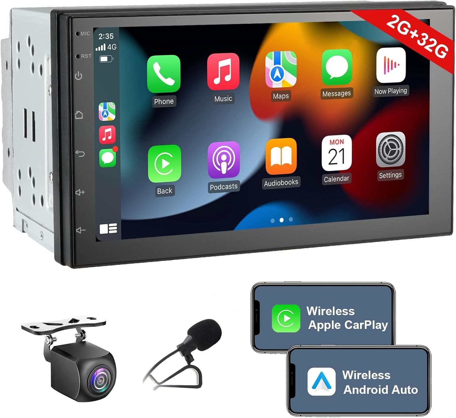 All-in-One 7-Inch Car Stereo with Bluetooth, Wi-Fi, and Dual Camera Integration