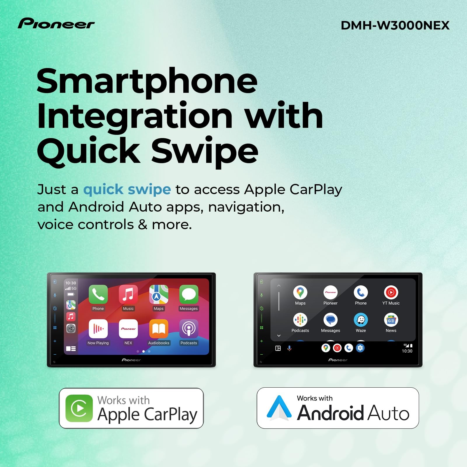 Pioneer DMH-W3000NEX 6.8″ Double Din Multimedia Digital Media Receiver, Wirel…