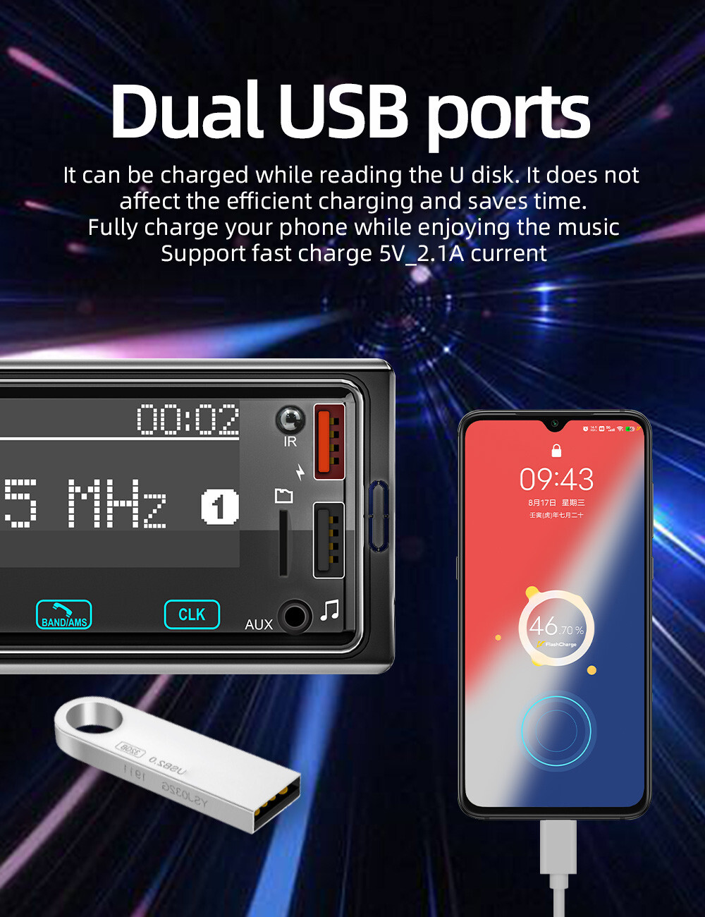 1Din Bluetooth Radio Car MP3 Player Stereo Head Unit Dash Audio Remote Control