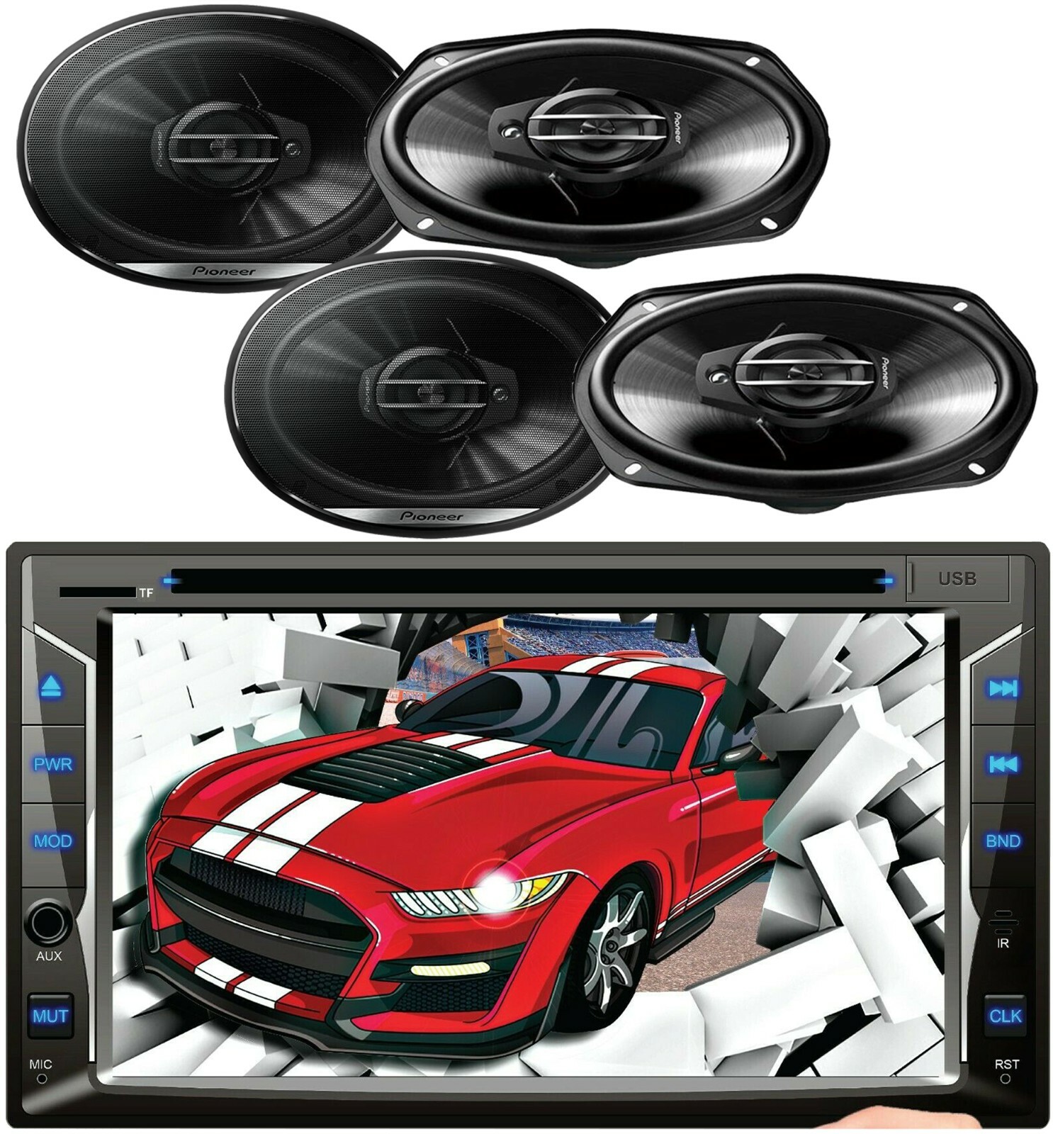 Audiotek AT-D75ML 6.2″ Mirror Link Android & IOS + 4x Pioneer TS-G6930F Speakers
