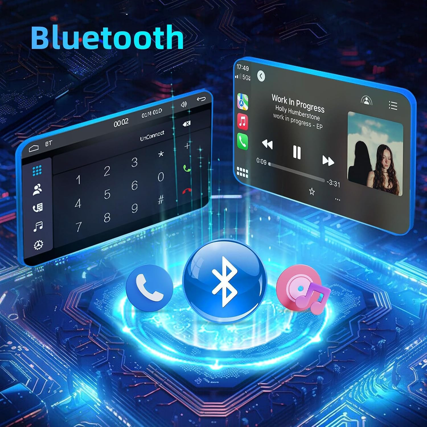 Double Din Car Stereo A-Pple Carplay Radio Screen for Car Audio Receivers, Bluet
