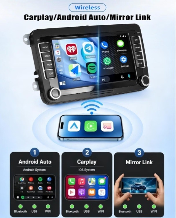 Android 15 Car Stereo VW Jetta Passat Golf Tiguan CarPlay GPS 4GB+64GB BRAND NEW