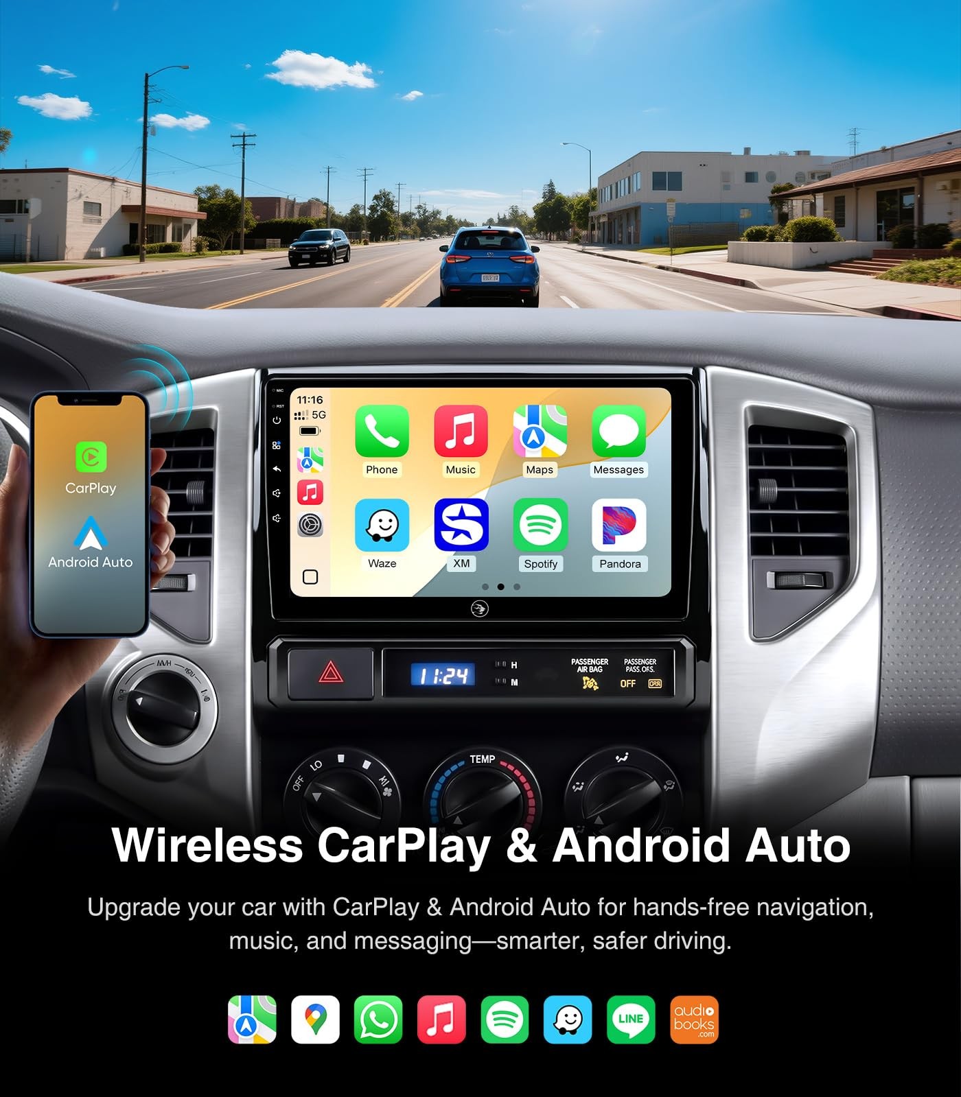 9″ Wireless Carplay & Android Auto Stereo for 2005-2011 Toyota Tacoma