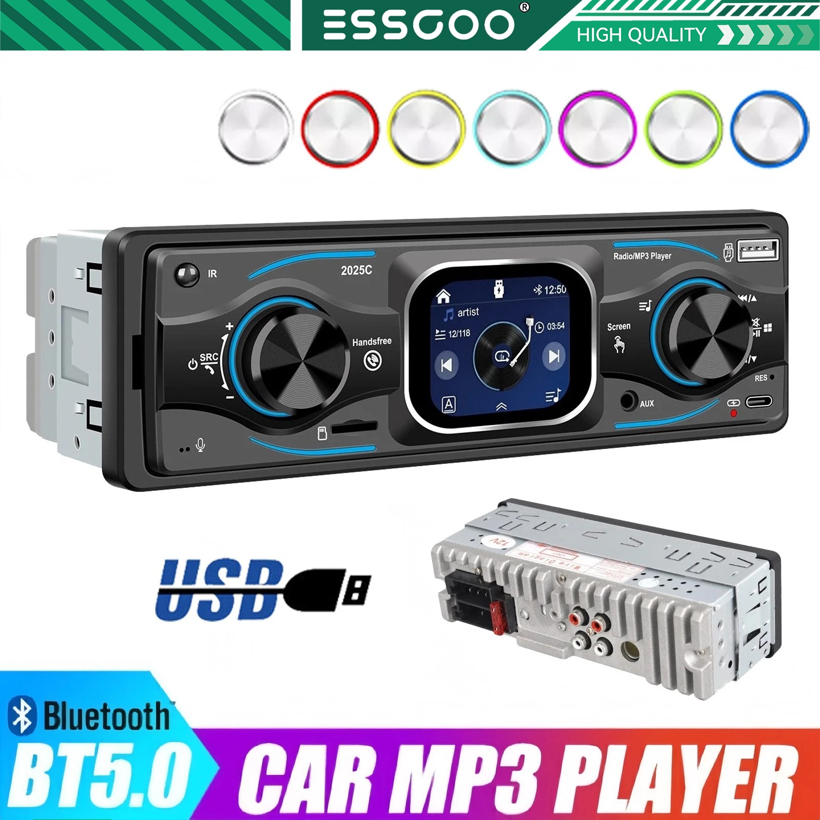 Car Stereo Radio Single 1 DIN MP3 Player Bluetooth AUX USB FM Audio Receiver