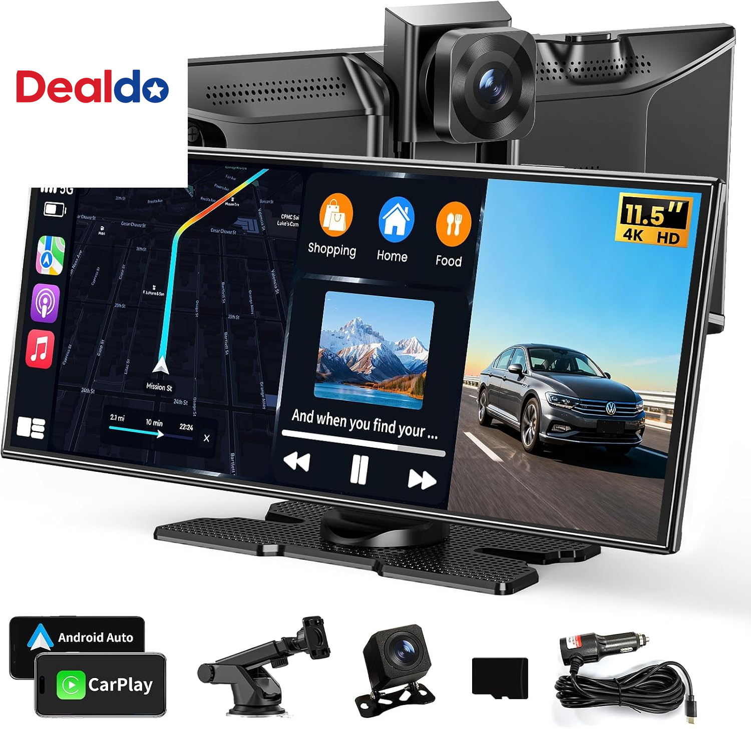 Largest 11.5″Wireless Apple Carplay Screen for Car–Portable Carplay & Android Au
