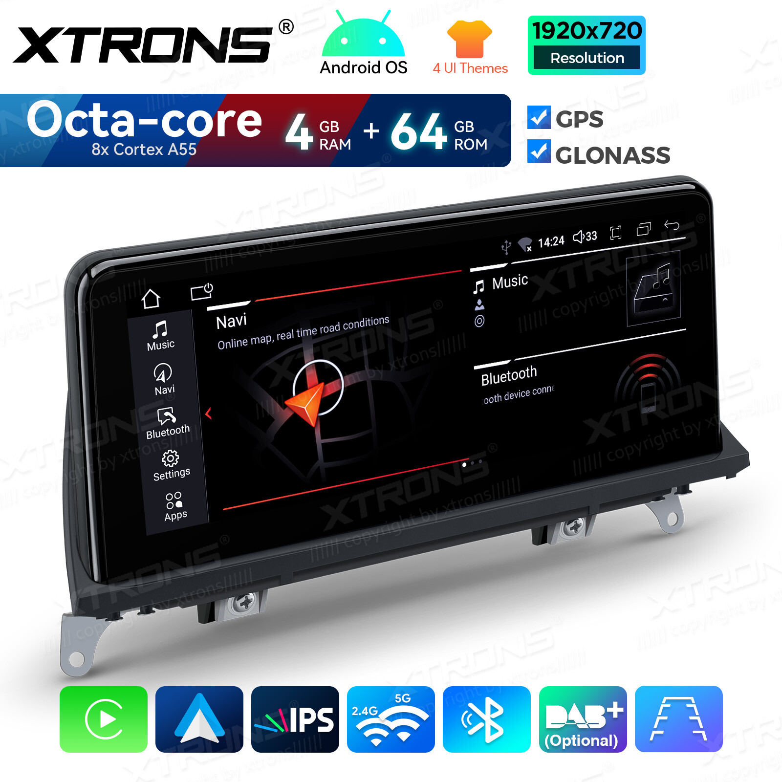 10.25″ Android 12 Car GPS Radio Stereo Navi 64G BT for BMW X5 X6 E70 E71 CIC CCC