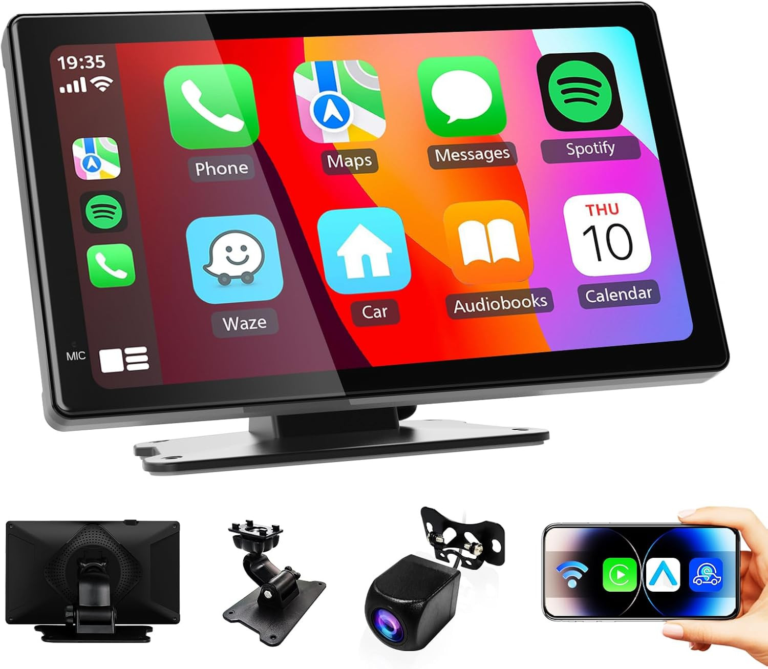 7 Inch Portable Carplay Wireless Car Stereo,Hd Touchscreen for All Vehicles,With