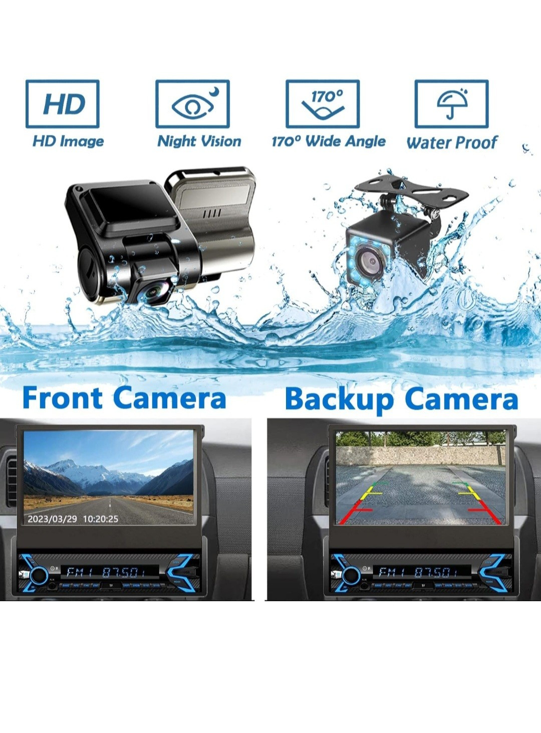 Naifay Single Din Car Stereo with Dash Cam & Backup Camera, 7INCH *Read*
