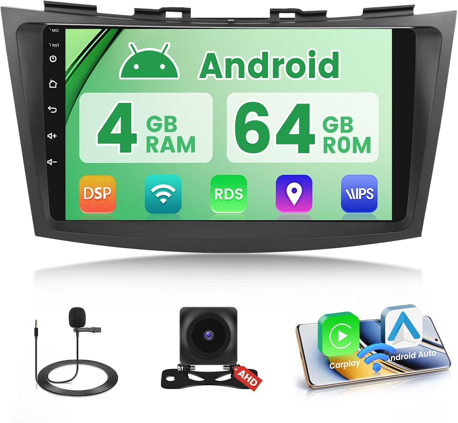 For TOYOTA VITZ 9″ Android Radio CarPlay Car Frame Harness Rear Camera 8CORE