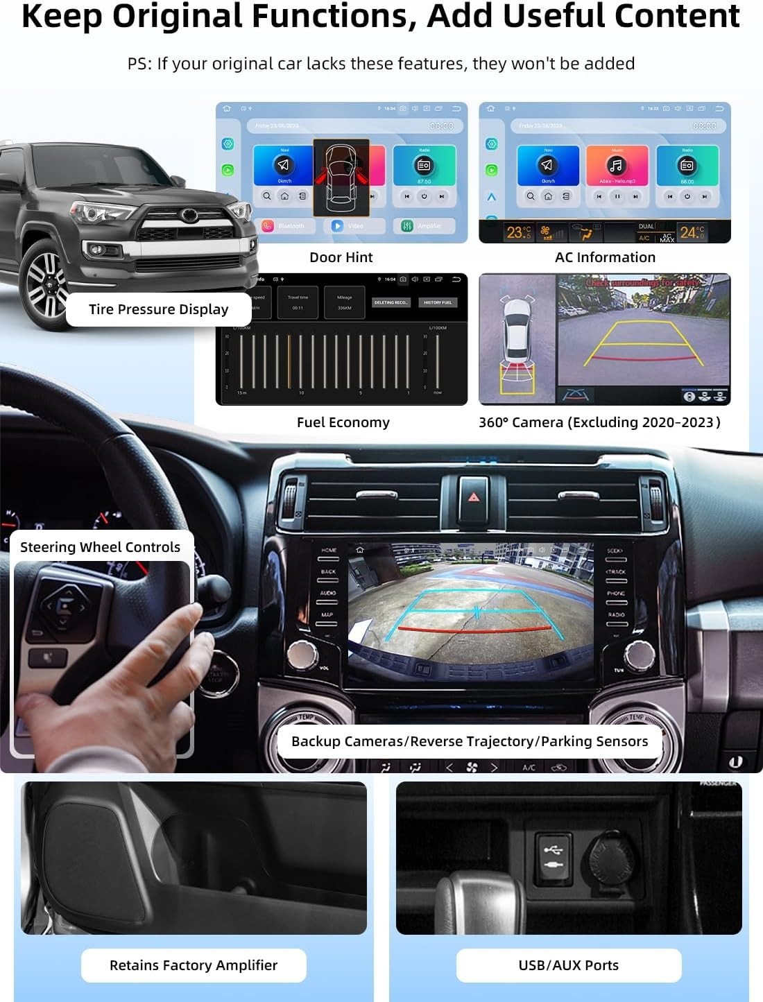 Dasaita 9″ Car Radio for Toyota 4Runner 2010-2023 BT WiFi CarPlay GPS DTS 256GB