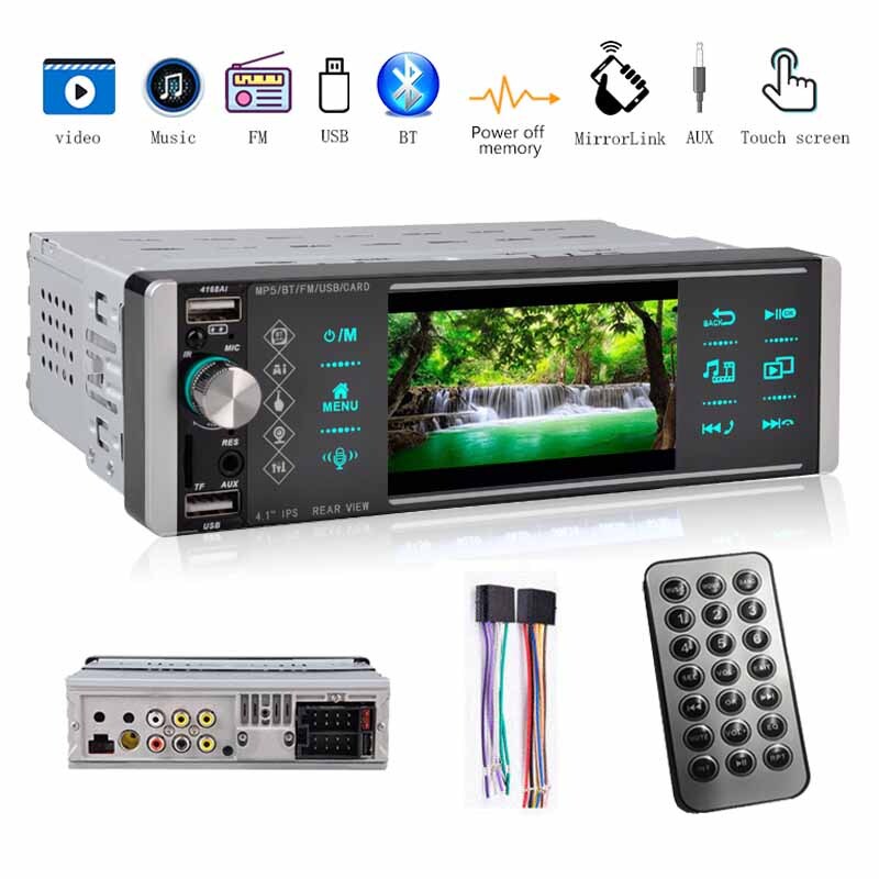 Single 1 Din Car Radio 4.1″ Multimedia MP5 Player Bluetooth Touch Screen Stereo