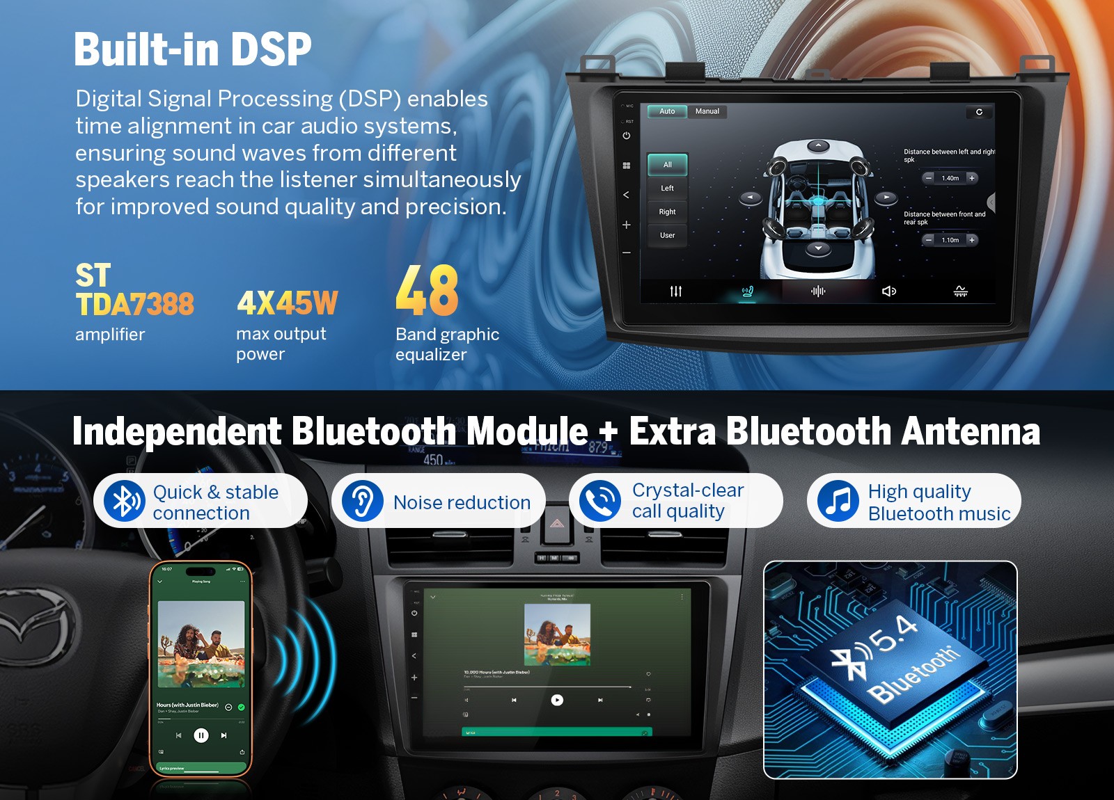Eonon M3BLX7A Android 14 4+64 9″For 2010-2013 Mazda 3 Car Stereo CarPlay+CAM+DVR