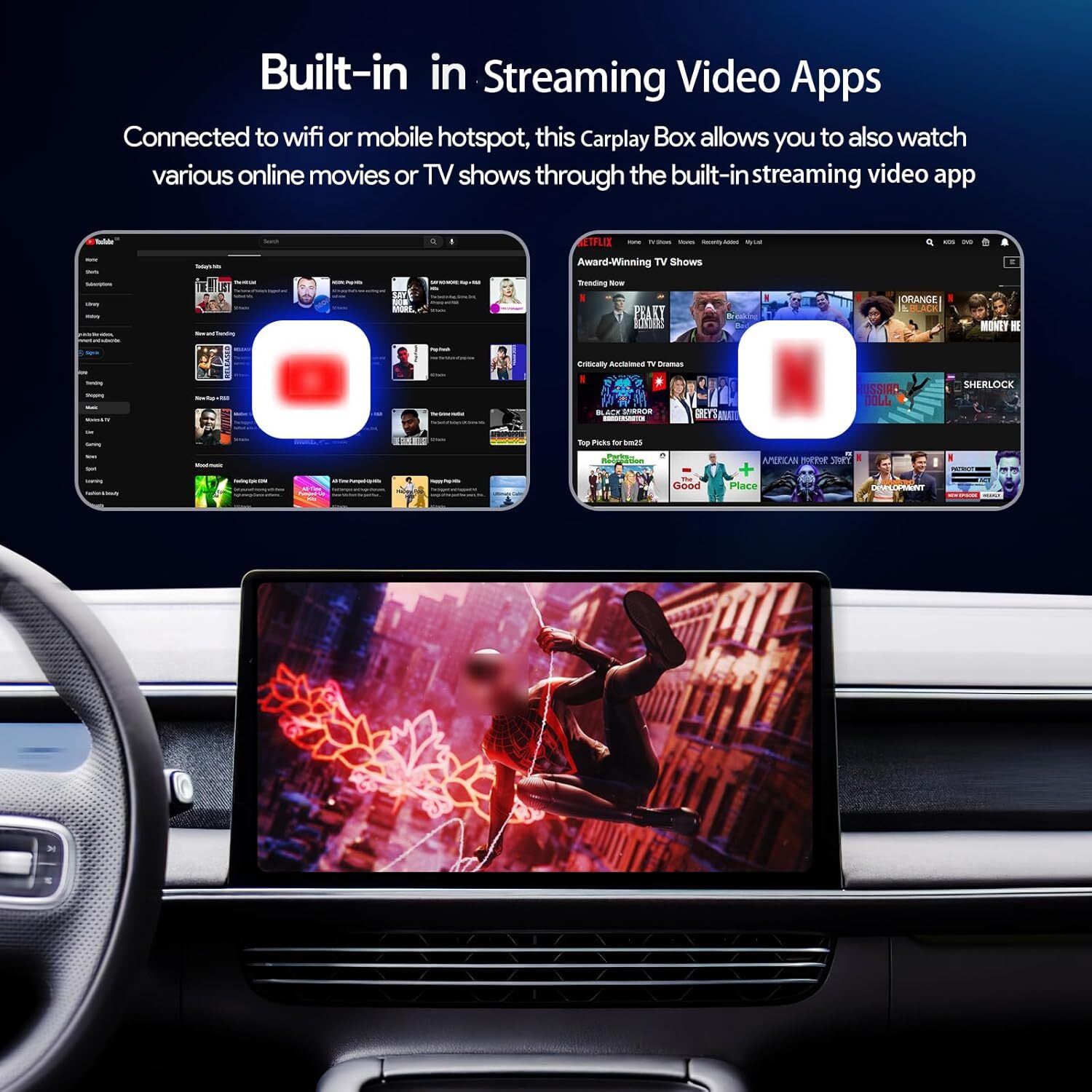 8 Core 4+64GB Wireless Carplay AI BOX Android Auto Adapter WiFi Youtube Netflix