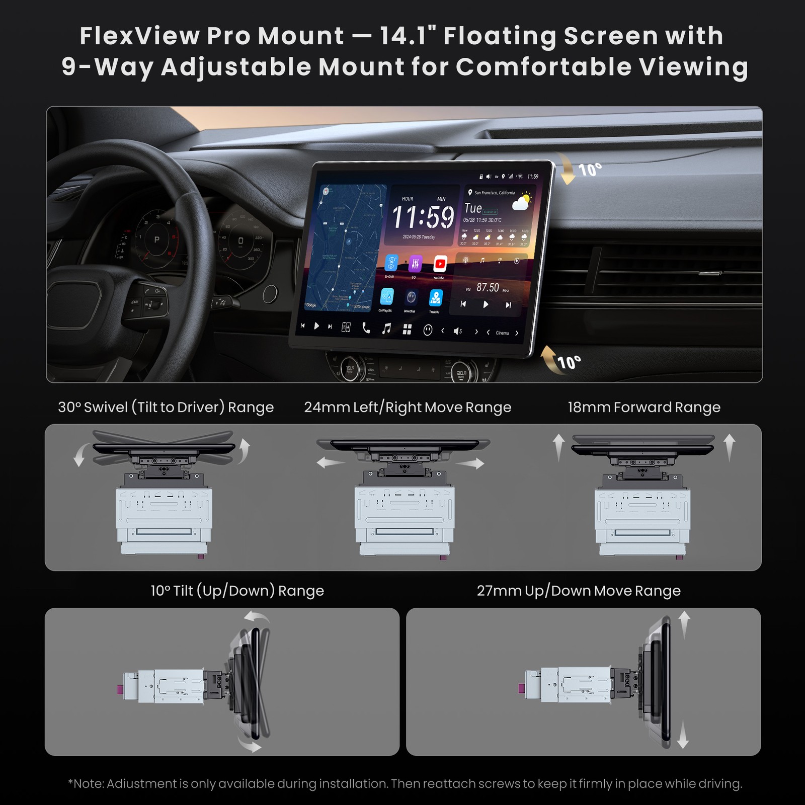 ATOTO 14.1″ 1&2DIN Android Car Stereo Wireless Carplay AI Vision Gsensor 8G+128G