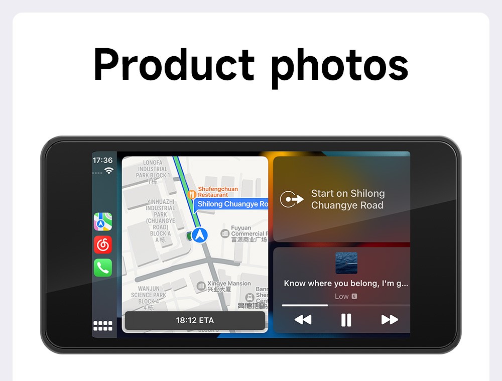 5″ Waterproof Motorcycle Navigator Portable Wireless CarPlay Android Auto Screen